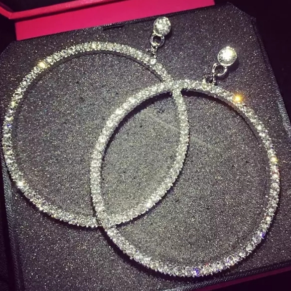 clip on hoop Earrings Jewelry - Clip On Sparkly Hoops 3in OR 2in